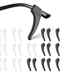 No Slip Eyeglass Ear Grips Hook Set, 20 Pairs Silicone Temple Tips Sleeve Holders For Glasses And Sunglasses in black and clear