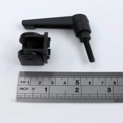 Four Piece 2020 Series Aluminum Extrusion Profile Connector Set In Black Zinc Alloy With Screws And Nuts And Hex Wrenches For 6mm T Slot And 20x20mm Frames Built For DIY Projects, black clamp and lever