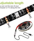 Setup Friendly USB TV Backlight Kit For 40 To 60 Inch HDTV With Remote, 6.56 Ft LED Strip showing adjustable length feature and USB cable