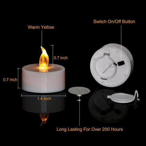 Battery Operated Tea Lights 24 Pack Flickering LED Flameless Candles Warm Yellow For Weddings Parties Home Decor With Cozy Vibe