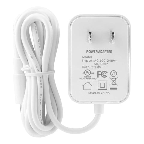 Power Cord For Hippo Clock Night Light And Sleep Sounds Machine, 5ft Barrel Style White AC Adapter Charger, UL Listed 100V To 240V Input