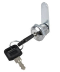 Cam Lock For Drawer Cabinet 0.69 Inch Outside Cylinder, Zinc Alloy Chrome Finish, Keyed Different, with keys shown