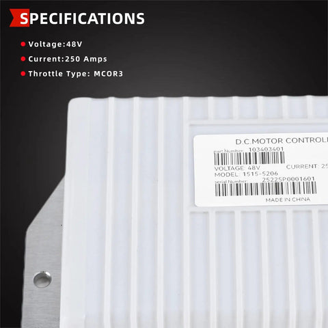 250 Amp 48V Golf Cart Controller For Club Car Precedent Tempo Onward 2014 2019 Replaces 1515-5206 shown with specifications