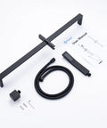 Brass Shower Slide Bar With Height And Angle Adjustable Handheld Shower Head Holder Wall Mount Bracket In Matte Black Finish with accessories