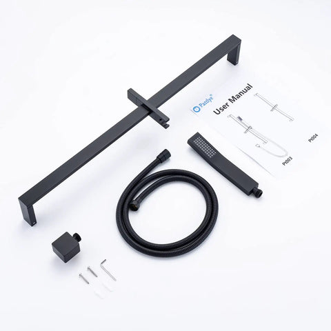Brass Shower Slide Bar With Height And Angle Adjustable Handheld Shower Head Holder Wall Mount Bracket In Matte Black Finish with accessories