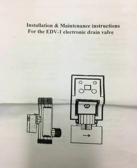Installation diagram for EDV-1 showing use with 115 Volt Automatic Electronic Timer Moisture Drain Valve For Air Compressors And Air Tanks