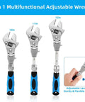 Versatile Flexhead Adjustable Wrench 10 To 12 Inch Ratcheting Crescent Wrench With Retractable Extension Shank And 180 Degree Rotating Head