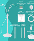 Standing Misting System With Fillable Base, 26.2Ft Water Line, showing components like nozzles and misting arms.