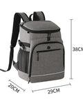 Leakproof Insulated Cooler Backpack With Thickened Oxford Cloth Adjustable Padded Straps Spill Proof Design Weekend Road Trip Essential 29x20x38cm gray backpack with side mesh pocket.