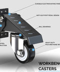 Tough As Nails Workbench Caster Kit Set Of 4 Features retractable swivel wheels with heavy duty polyurethane and steel construction.