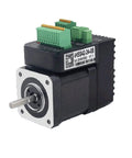 Integrated Step Servo Motor System with 0.48 Nm output and 1000 line encoder closed loop, shown in compact design, product side view.