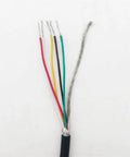 Close-up of multicolored wires from a cut cable