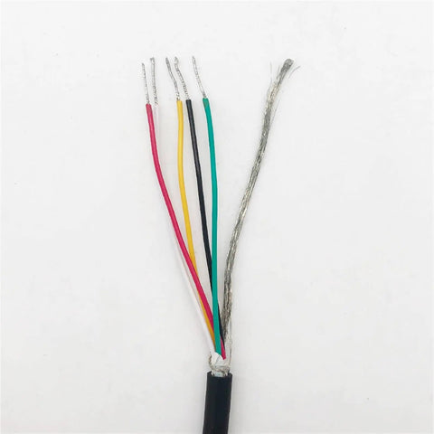 Close-up of multicolored wires from a cut cable