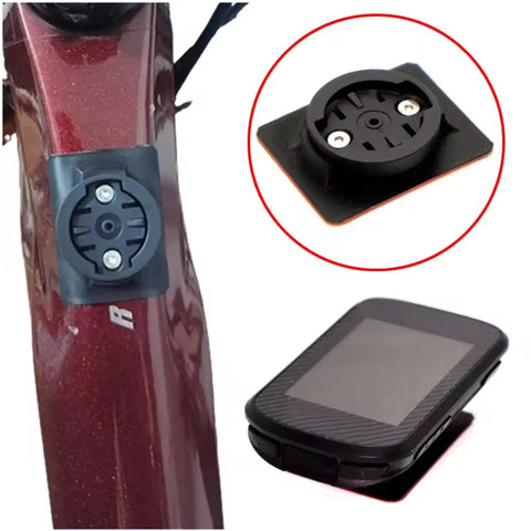 Top Tube Bike Computer Mount With Adhesive Backing And Anti Lost Lanyard Compatible With Garmin XOSS Blackbird iGPSPORT For MTB And Road Bikes Secure Quick Access To Ride Data On Every Session shown mounted on bike frame