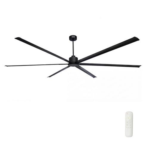 100 Inch HVLS Industrial Ceiling Fan With Quiet 90W DC Motor, 6 Aluminum Blades, Remote Control visible, ideal for large spaces