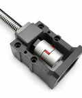Top Rated SFU2005 And SFU2010 Ball Screw Set With Coupler, Support Block And Motor Bracket For Your CNC Machine Build Or DIY Project Upgrade, showing assembly with steel rod.