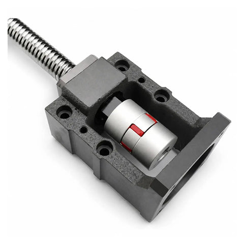 Top Rated SFU2005 And SFU2010 Ball Screw Set With Coupler, Support Block And Motor Bracket For Your CNC Machine Build Or DIY Project Upgrade, showing assembly with steel rod.
