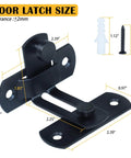 Two Pack 90 Degree Rotating Barn Door Locks for Privacy and Security, Solid Stainless Steel Latch and Hook Set dimensions view