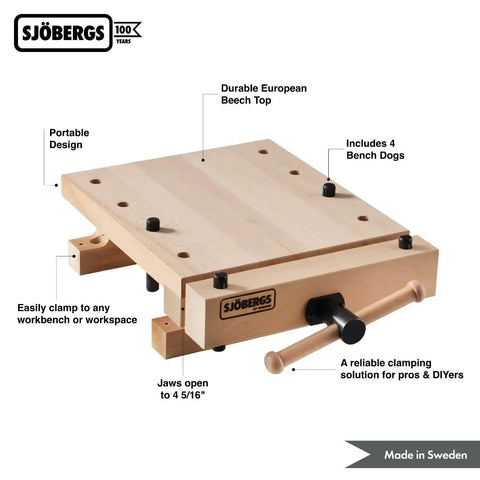 Rock Solid Portable Workbench Vise Top Heavy Duty Shop Station For Woodworking And Mechanical Repair Projects Compact adjustable beech top with bench dogs.