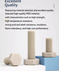 Pro Grade PEEK Hex Head Screws M14X110, 10 Piece Pack of beige hex fasteners highlighting high-quality PEEK material.