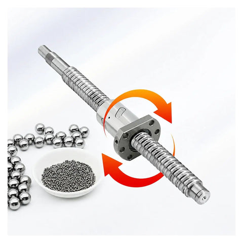 SFU1605 16mm Rolled Ballscrew Kit With BKBF12 Support And DSG16H Nut showing precision steel screw and ball bearings.