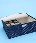 Grid Multi Compartment Underwear Storage Box Oxford Cloth Closet Organizer Collapsible Fabric Drawers Bins with polka dots.