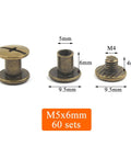 Hardened Bronze Chicago Binding Screw Pack Loaded For Leather Work And Notebook Crafting With Clean Flat Heads And Reliable Threads For Your Everyday Maker Grind, showing M5x6mm screws in three angles.