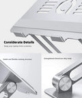 Close-up of Go To Adjustable Aluminum Laptop Stand for Desk showing aluminum body and rotating structure.