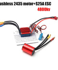 4800KV Brushless Motor 4 Pole 12 Slot Hi Torque Sensorless Drive With 25A ESC For 1 16 And 1 18 RC Cars And Trucks Kit