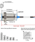 Diagram of Capacitive Proximity Sensor Switch Shield Type LJC30A3 10 Z BX 30mm Mount with dimensions and wiring details