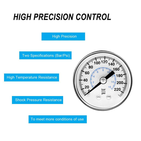 1/4 NPT Air Pressure Regulator With Gauge And Bracket For Pneumatic Tool Systems, display with precision details