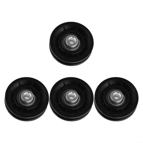 Nylon Cable Pulley Wheel For Fitness Machines And Home Gyms Smooth Glide Bearing Roller Quiet Durable DIY Lifting And Garage Door Sheave Accessory 70mm Size, 4 black pulleys