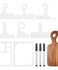 Premium Thick Acrylic Router Template Kit Featuring Six Charcuterie Handles And Two Tray Gauges For No Sweat Routing And Crisp Diy Wood Finishes.