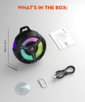Waterproof Bluetooth Shower Speaker With Suction Cup IPX7 15W Loud Stereo Sound Deep Bass TWS Pairing And RGB Lights