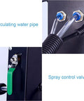Industrial Mist Spray Fan With Adjustable Height And Three Speed Settings Knocking Out Summer Swelter showing spray control valve and circulating water pipe.