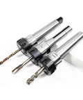 Top Tier Morse Taper Tool Holder Kit For Your MT1 MT2 MT3 MT4 Lathe Or Milling Setup featuring three tool holders with drill bits.