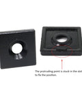 Close-up of black aluminum T-slot end cap brackets showing protruding point for 10 Pack Aluminum Extrusion T Slot End Cap Brackets For 10 By 10 And 25 Series