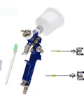 Road Warrior Pneumatic Hvlp Sprayer With 0.8Mm Nozzle, heavy duty aluminum alloy paint gun, accessories included, close-up view.