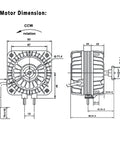 Dimensions diagram of 18-25 Shaded Pole Motor 120V 60Hz 18W 1.01A 1550 RPM Four Pole Fan For Radiator Evaporator Condenser W0301905