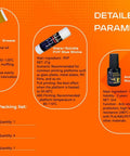 Front view of a 3D printing tool kit (6-piece) infographic with grease, glue sticks, nozzle coating on orange background.