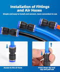 CGELE 60-piece quick-connect air hose fittings kit with blue and black hoses and push-to-connect ends