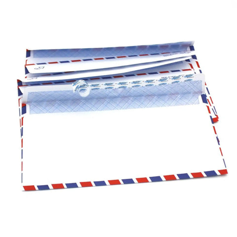 Air Mail Envelopes Bulk Pack 5 10 20 Pieces 115x225mm 4.53x8.86in With Aviation Stripes for Secure Document Mailing, Easy Seal