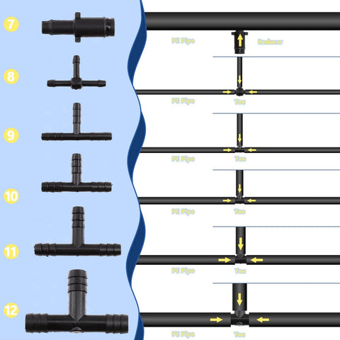 Glarks 113-piece vacuum connector assortment in black nylon; barbed T and tee-connectors for automotive tubing