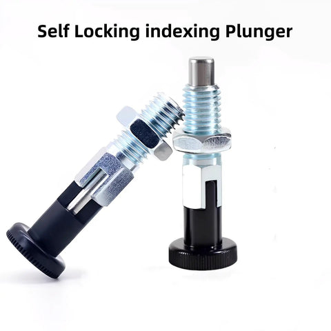 Pair Of M12 Push Fit Ball Nose Spring Plungers Carbon Steel Self Locking Locate Pins retractable indexing plungers close-up view