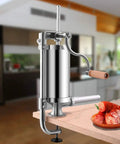 Stainless Steel Vertical Sausage Maker Filler With Suction Base And Manual Crank For Home Use Or Small Businesses No Batteries Needed Make Fresh Sausages And Hot Dogs At Home 2.5 Lbs Capacity