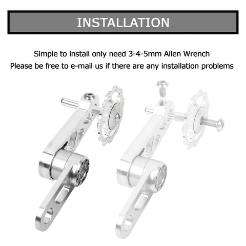 Installation illustration of Silver Bike Chain Tensioner With Derailleur Hanger Chain Guide For Folding Bikes, Single Speed, and more.
