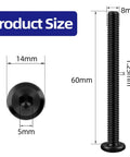 Built Hella Strong 20 Piece M8 X 60mm Flat Head Socket Cap Screws In Black Oxide Carbon Steel Furniture Bolts dimensions with key details.