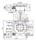 Technical diagram of Rock Solid Motorized Rotary Positioning Stage 100mm Electric Rotary Table dimensions