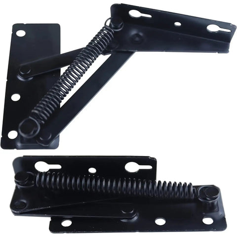 80 Degree Spring Lift Top Hinge For Cabinets And Beds, steel construction, shown at side angle, smooth folding action