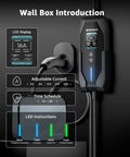 Wall box introduction for Road Trip Ready Tesla Charger Level One And Two 16 Amps with LCD display and cable adjustments.